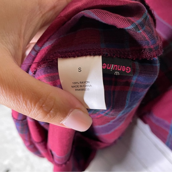 Volcom Red Blue Plaid Short Sleeve Skater Mini Dress - Picture 7 of 7